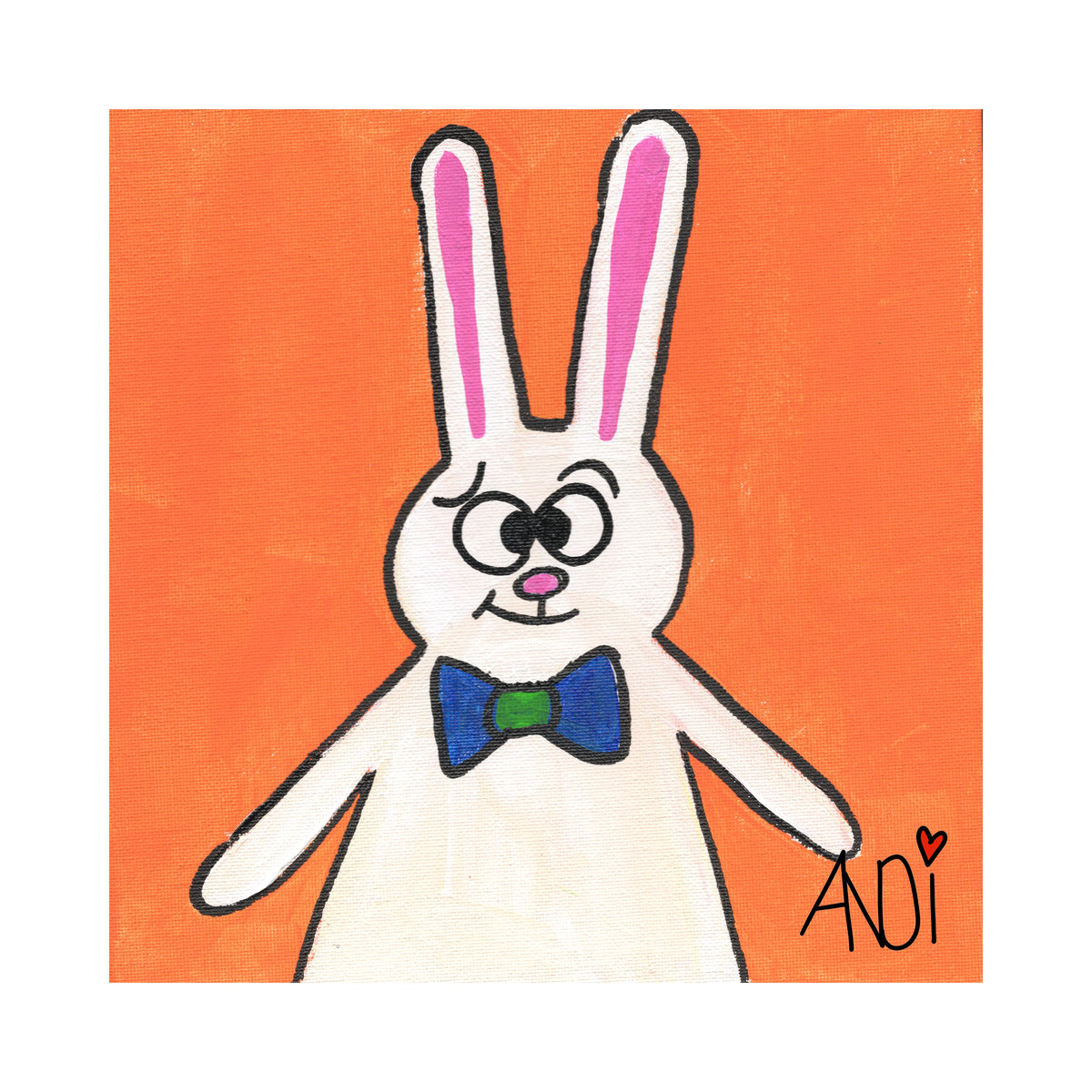 Walter the bunny, a painting by Andi from the Willows Friends series, with white border